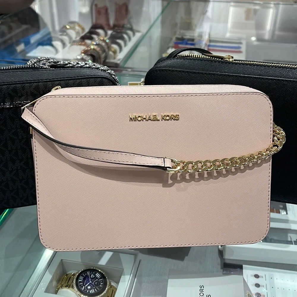 Michael Kors Jet Set Item Large East West Zip Crossbody Leather Powder Blush
